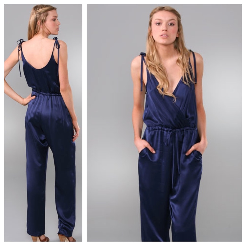 Whitley Kros Athena Silk Jumpsuit in Navy